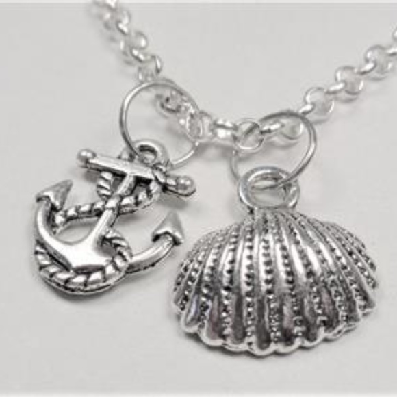 NAUTICAL ROPE ANCHOR SEA SHELL SAILING NECKLACE - Picture 1 of 5
